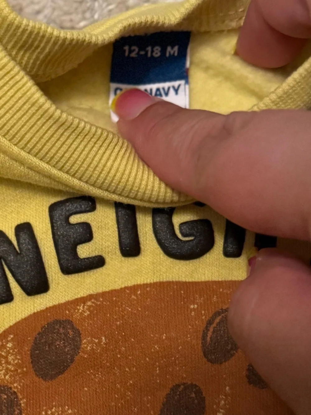 Old Navy Yellow Kids Sweatshirt with Brown Horse Graphic size 12/18M